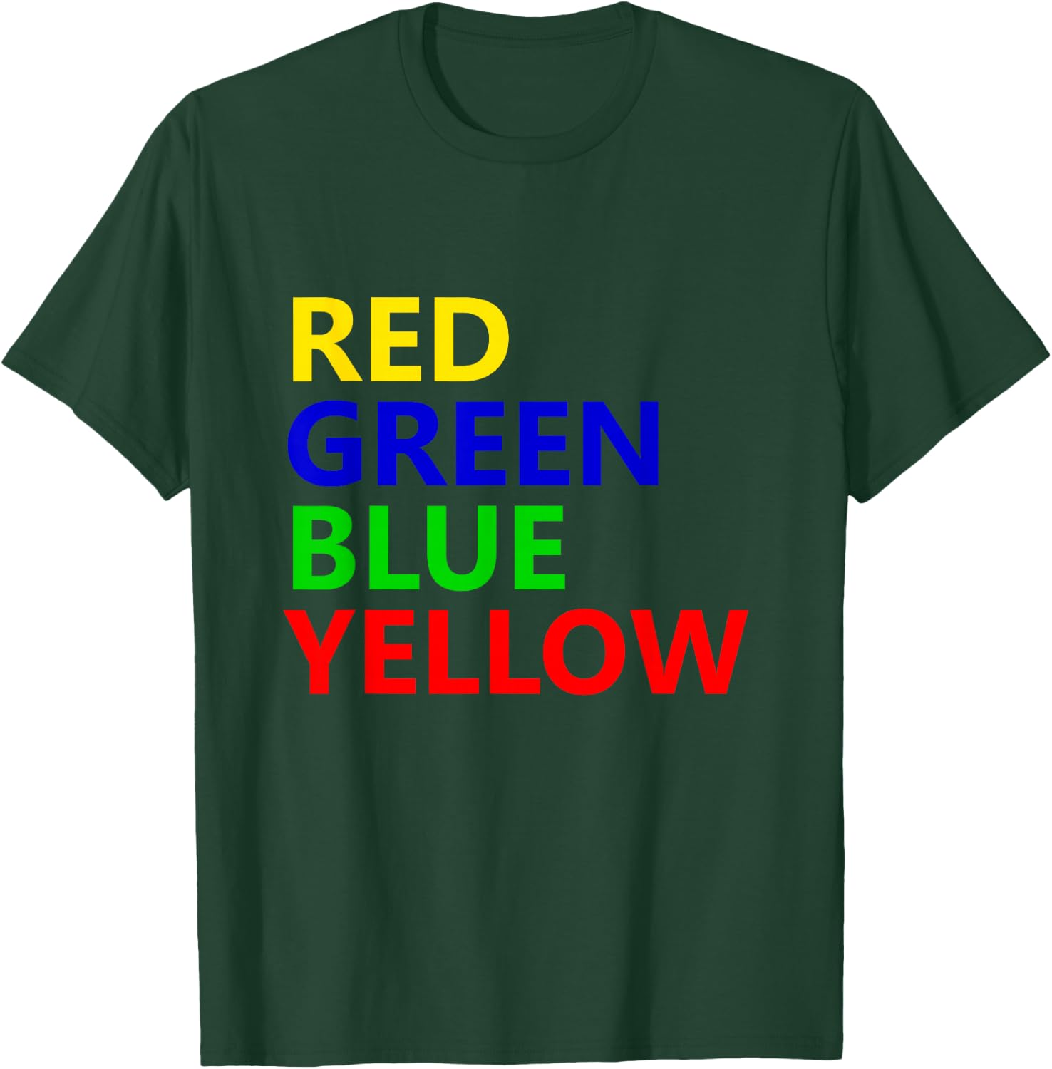 Red Green Blue Yellow Funny T-Shirt - T-Shirt | Forest