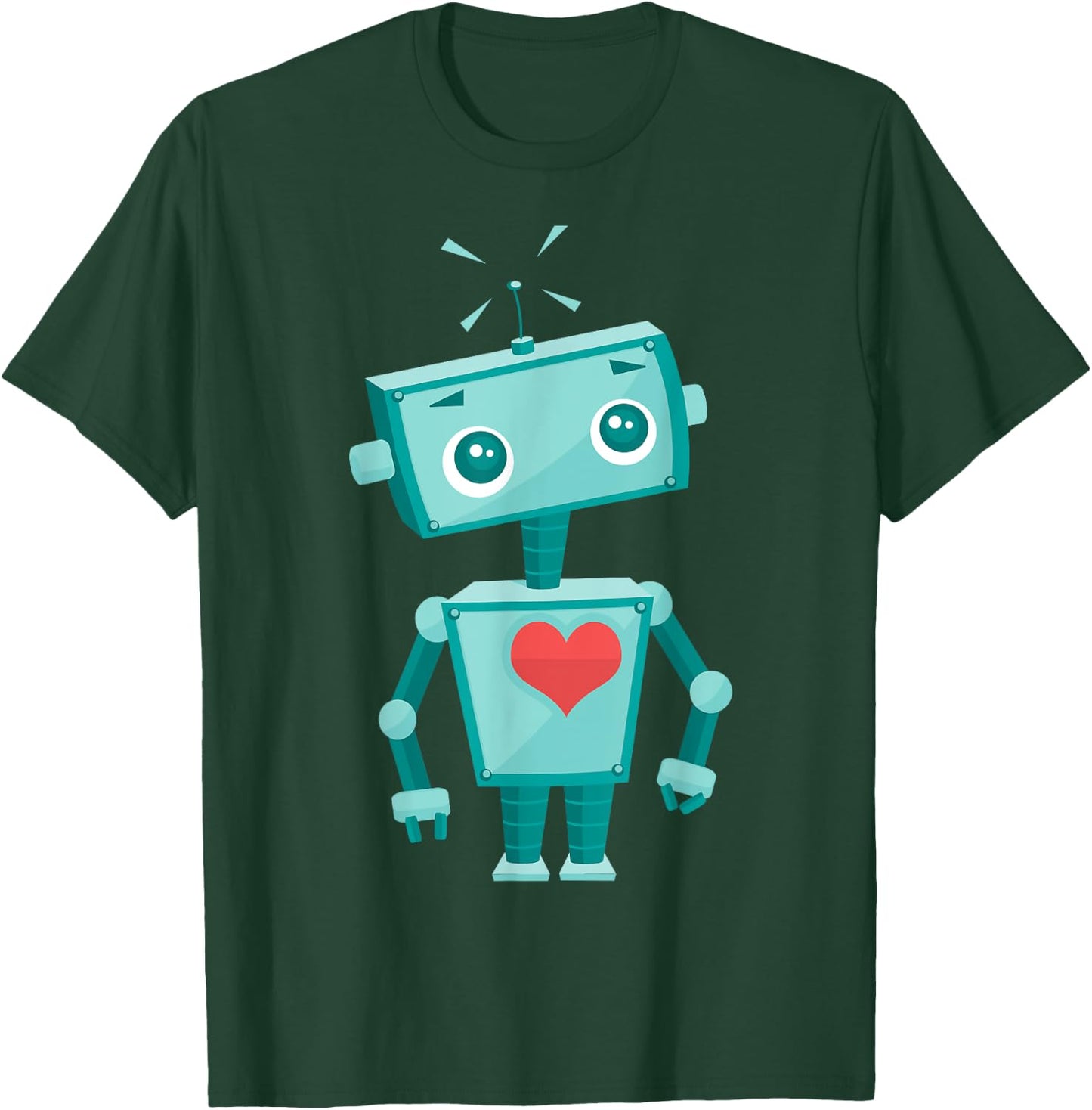 Robot Heart Valentine's Day For Kids Girls T-Shirt - T-Shirt | Forest