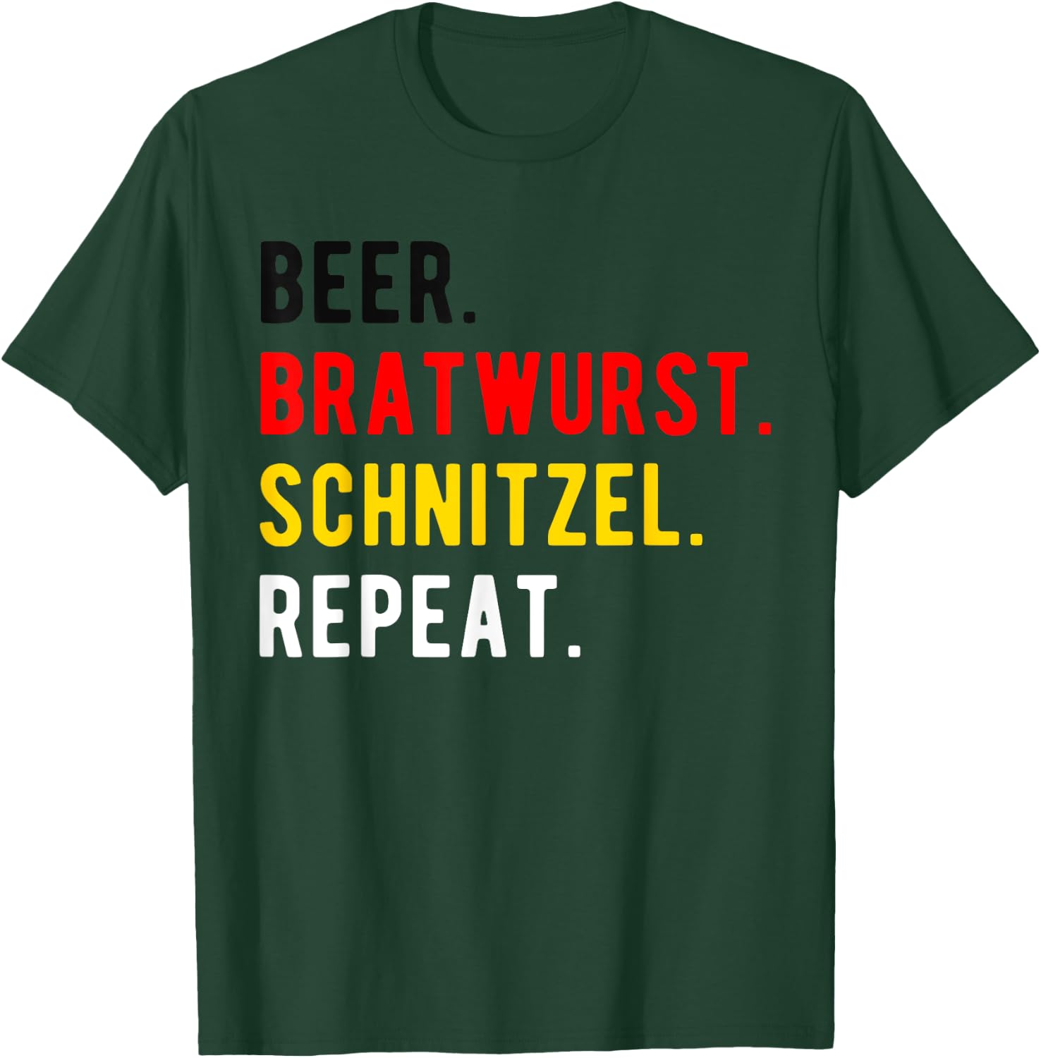 Oktoberfest Funny Beer Bratwurst Schnitzel Repeat T-Shirt - T-Shirt | Forest