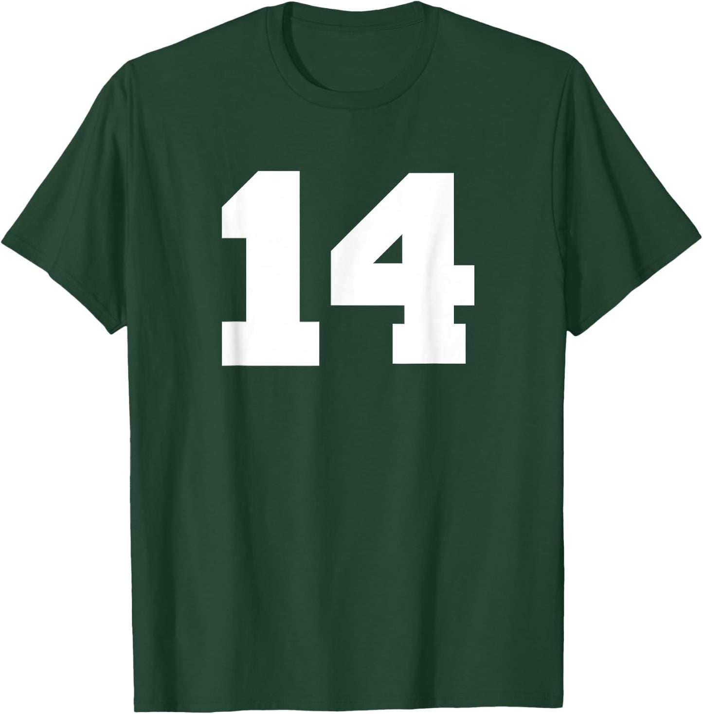 Number 14 Sports Jersey Player #14 Fan FRONT Print Varsity T-Shirt - T-Shirt | Forest