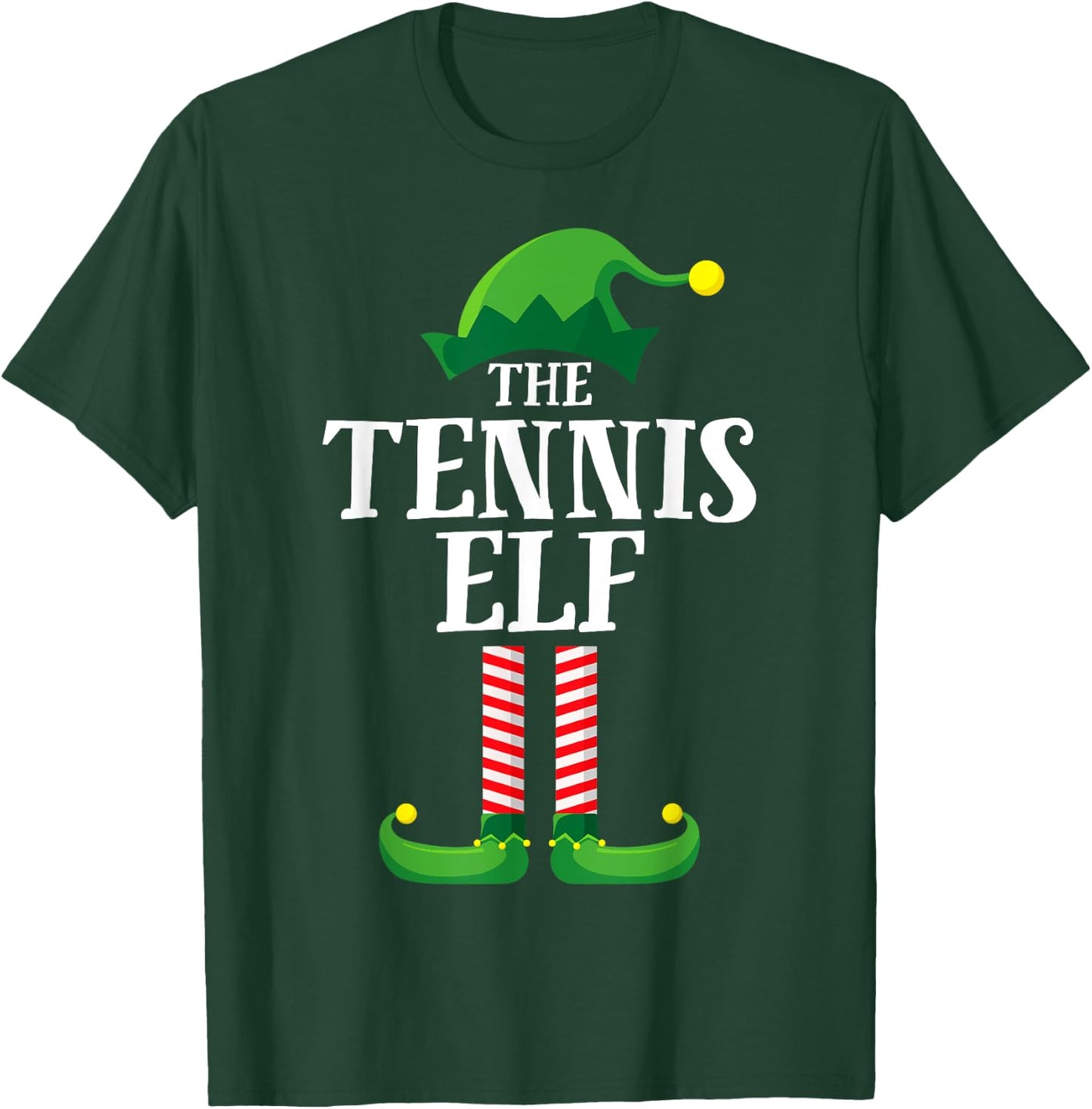 Tennis Elf Matching Family Group Christmas Party Pyjamas T-Shirt - T-Shirt | Forest