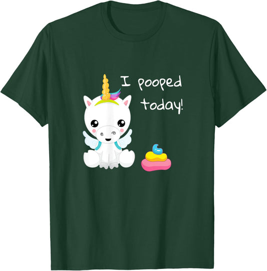 I pooped today cute white unicorn T-Shirt - T-Shirt | Forest