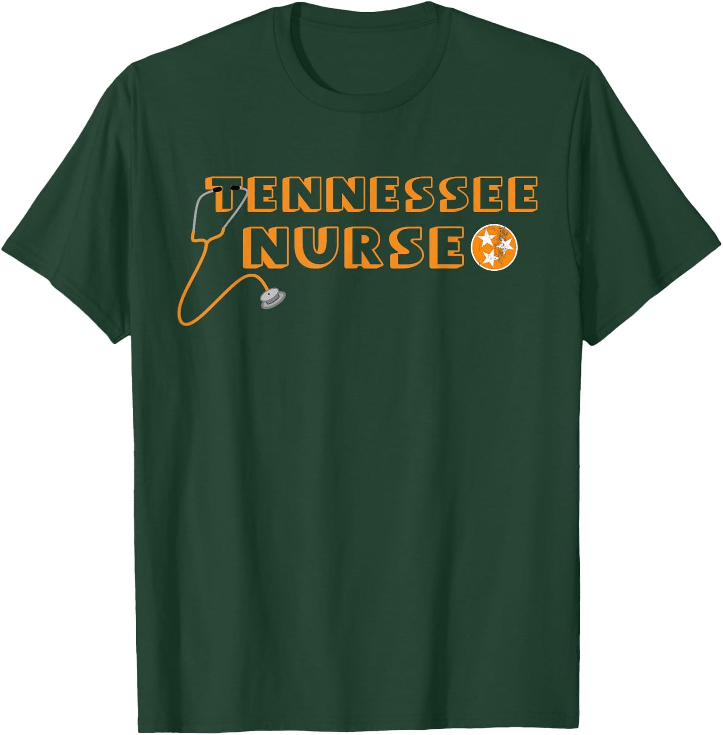 Tennessee Nurse Vintage Flag Stethoscope Proud Nurse T-Shirt - T-Shirt | Forest