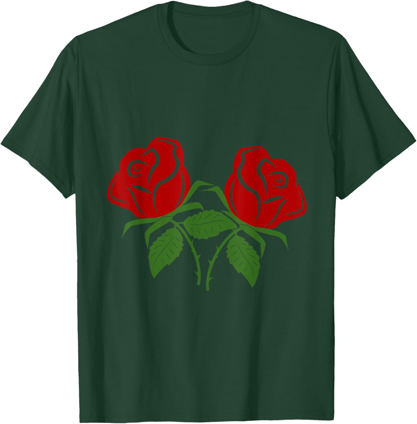 Twin Red Roses Flowers Floral Pretty Decorative T-Shirt - T-Shirt | Forest