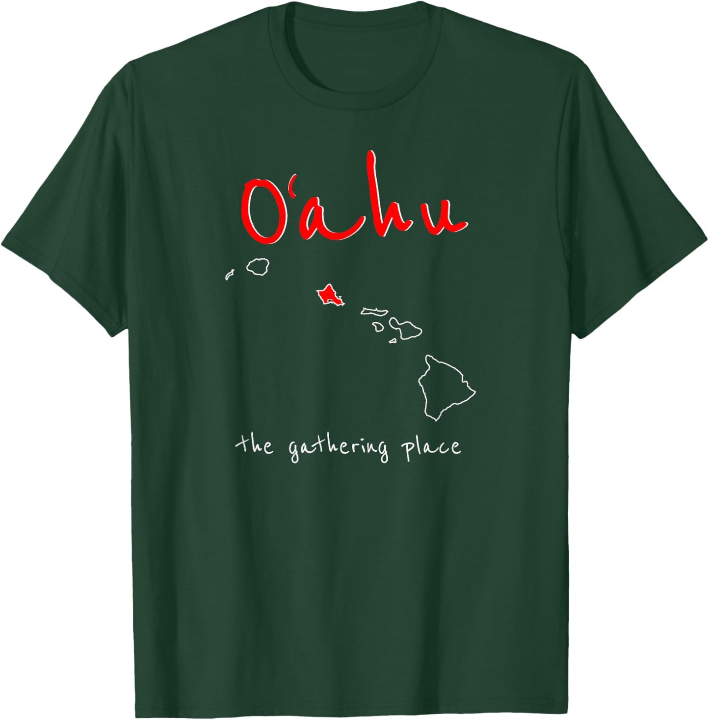 Oahu - The Gathering Place | Vintage Hawaii Vacation Gift T-Shirt - T-Shirt | Forest