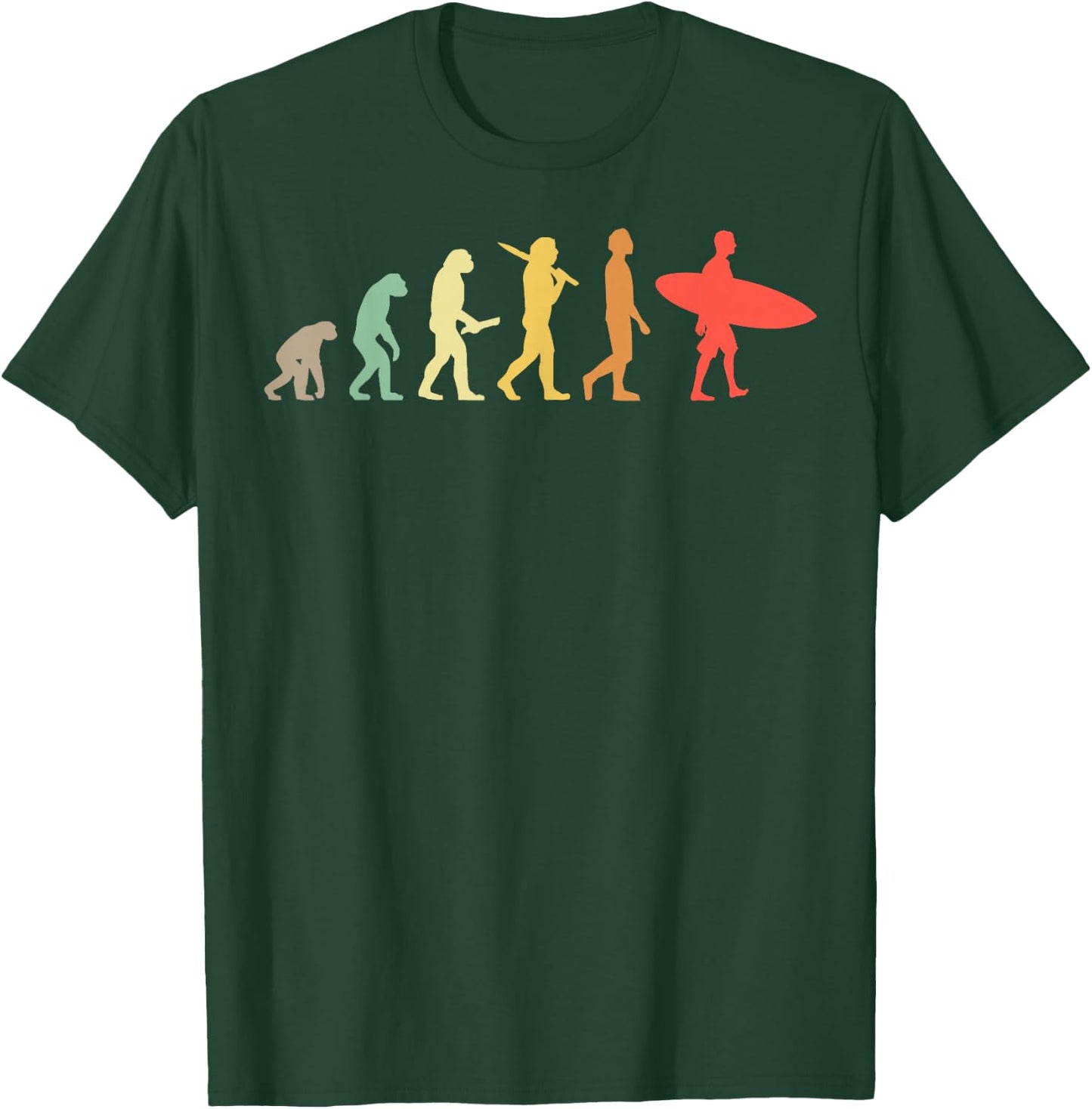 Retro Surfing Evolution Gift Surfers Small T-Shirt - T-Shirt | Forest