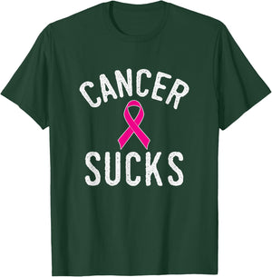 Pink Ribbon Breast Cancer Awareness Month Cancer Sucks T-Shirt - T-Shirt | Forest