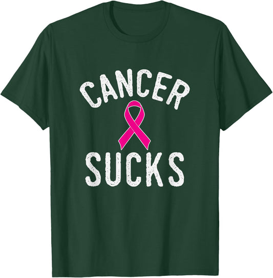 Pink Ribbon Breast Cancer Awareness Month Cancer Sucks T-Shirt - T-Shirt | Forest