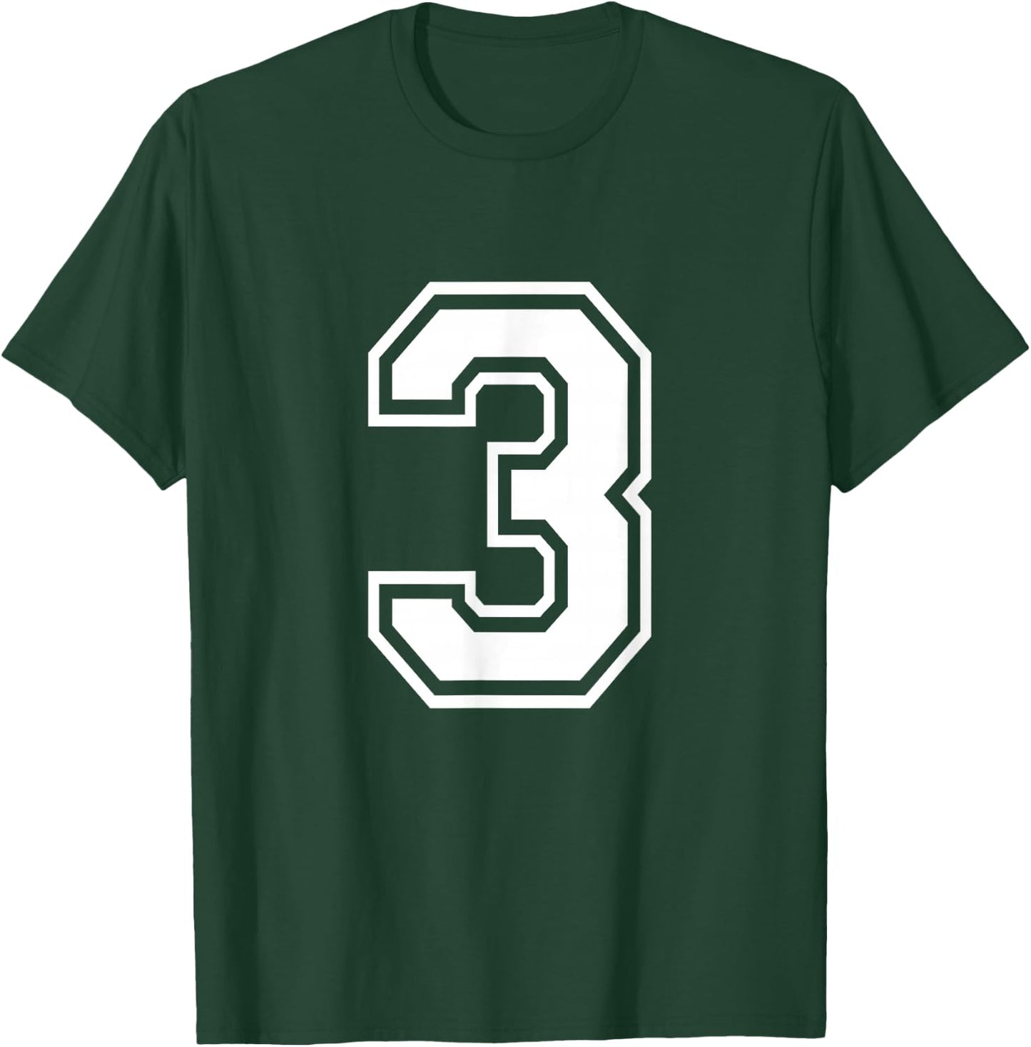 Number 3 Birthday Varsity Sports Team Jersey T-Shirt - T-Shirt | Forest