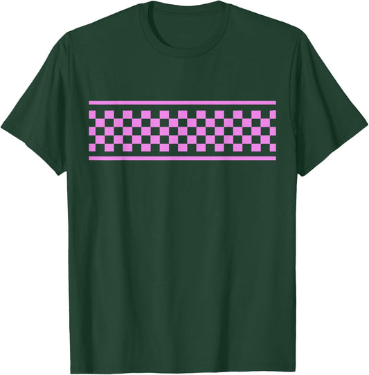 Pink Checker Pattern Checkerboard Skater Surfer Style Teens T-Shirt - T-Shirt | Forest