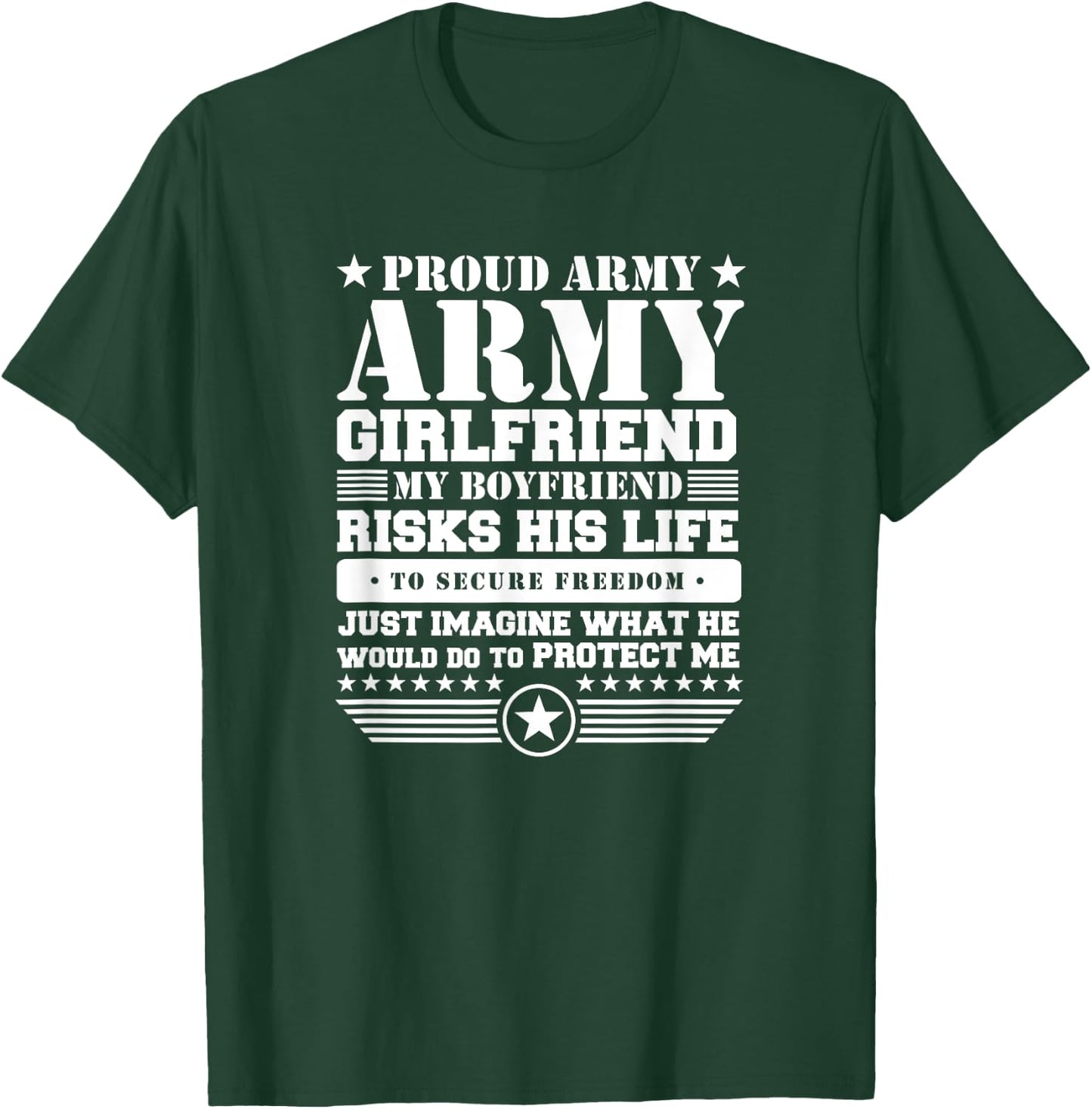Proud Army Girlfriend Shirt Military Girlfriend Protects Me T-Shirt - T-Shirt | Forest