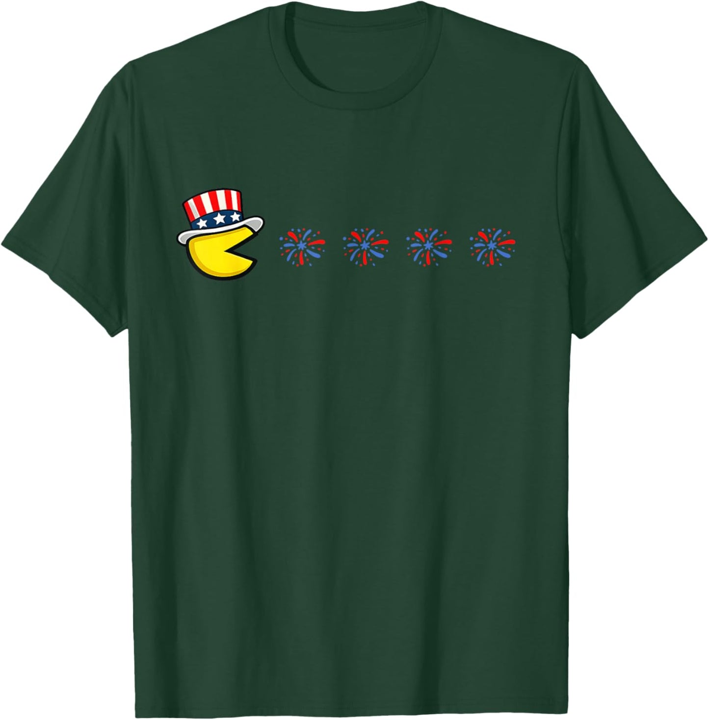 Retro Patriotic Gaming Fireworks 4th of July Funny Gamer T-Shirt - T-Shirt | Forest