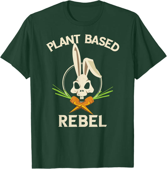 Plant Based Rebel Funny Vegan Vegetarian Bunny Gift T-Shirt - T-Shirt | Forest