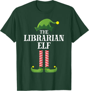 Librarian Elf Matching Family Group Christmas Party Pyjamas T-Shirt - T-Shirt | Forest