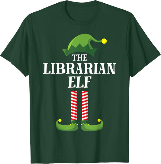Librarian Elf Matching Family Group Christmas Party Pyjamas T-Shirt - T-Shirt | Forest