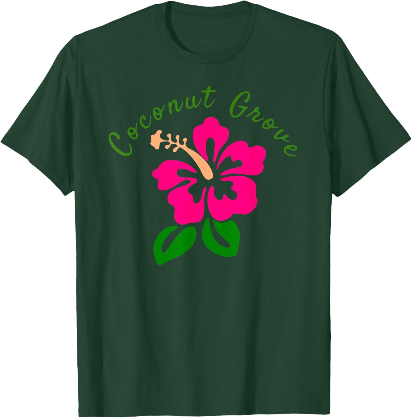 Tropical Coconut Grove Florida Hibiscus Flower T-Shirt - T-Shirt | Forest