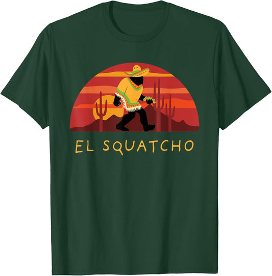 Funny Bigfoot Taco El Squatcho Hide and Seek Desert Sunset T-Shirt - T-Shirt | Forest