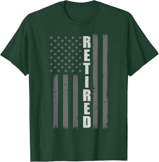 Retired Corrections Officer Gift - Thin Silver Line Flag T-Shirt - T-Shirt | Forest