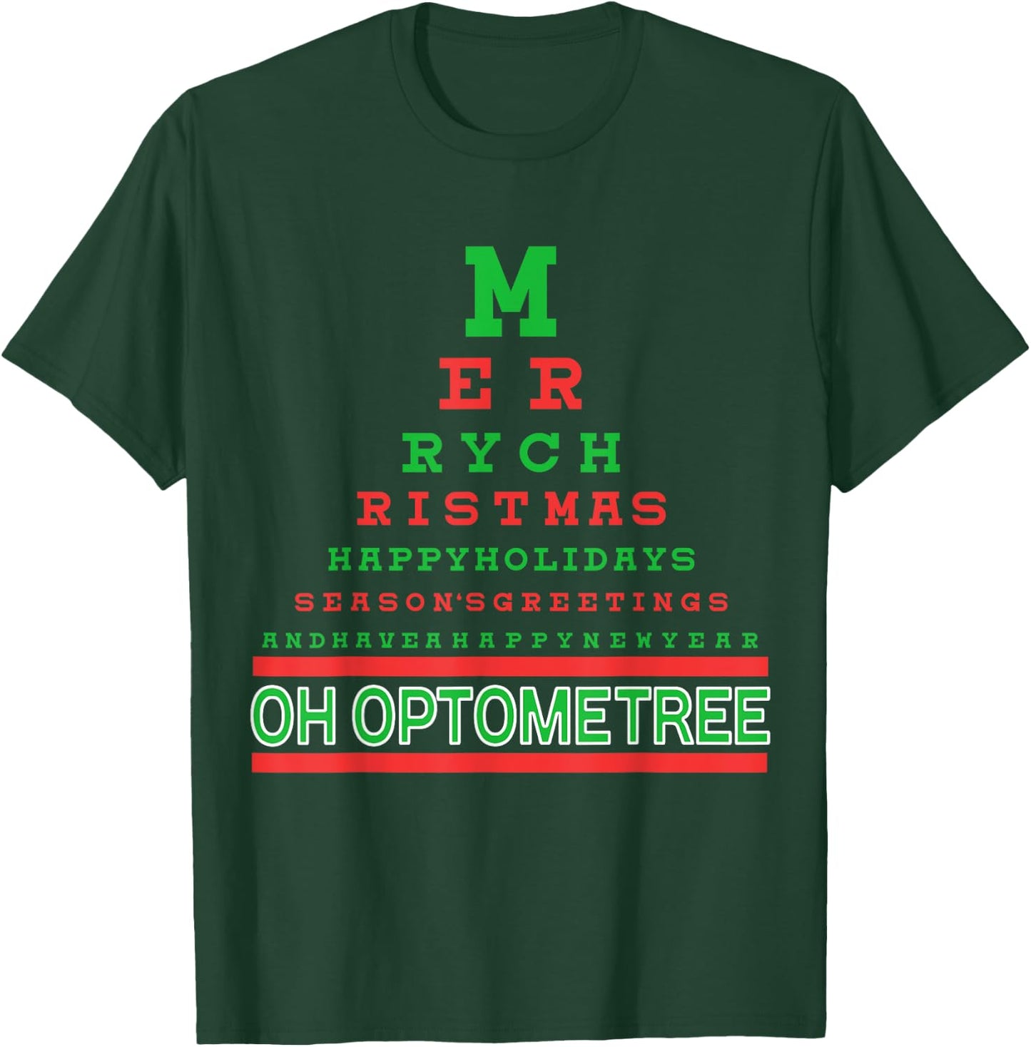 Optometry Christmas Tree Eyeglasses Eye Health Care Gift T-Shirt - T-Shirt | Forest
