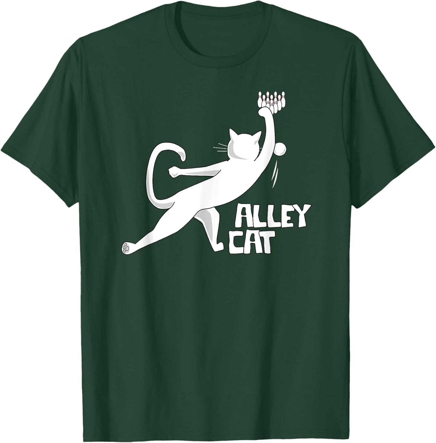 Cute Alley Cat Bowling Design for Cat Pun Loving Bowlers Women Kids T-Shirt - T-Shirt | Forest