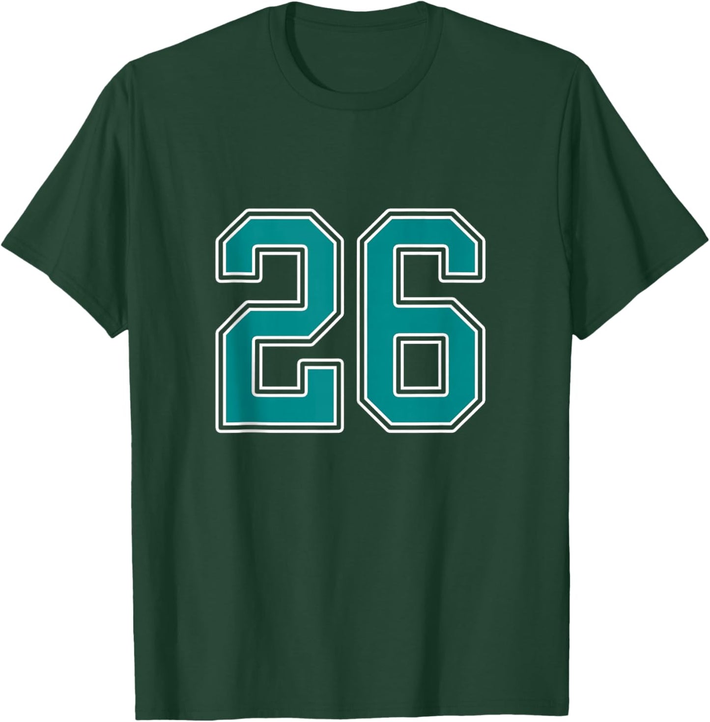 Teal and White Number 26 Jersey Player Uniform #26 Fan T-Shirt - T-Shirt | Forest