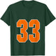 Orange Sports Number 33 Jersey Uniform Player Fan V-Neck T-Shirt - T-Shirt | Forest