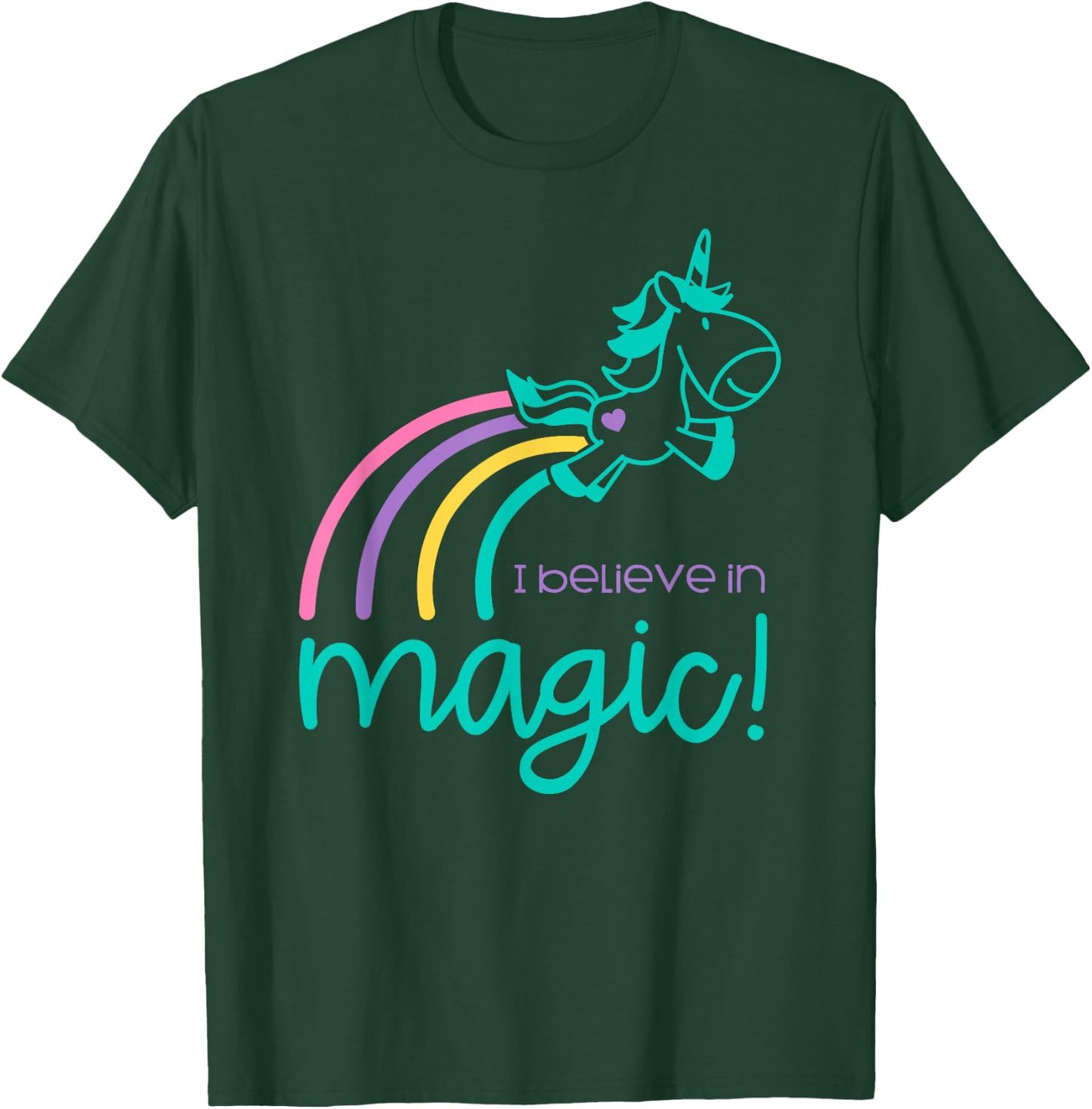 I Believe In Magic Colorful Unicorn T-Shirt - T-Shirt | Forest