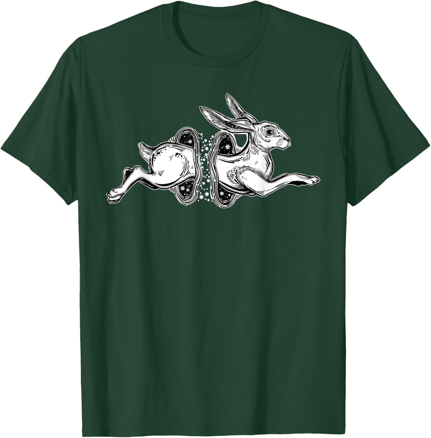Jumping Portals Jackrabbit - Wormhole Hare Circus T-Shirt - T-Shirt | Forest
