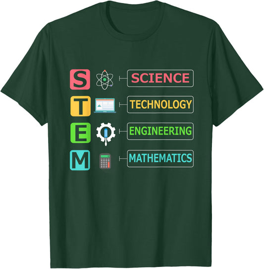 STEM Science Technology Engineering Math Teacher Gift T-Shirt - T-Shirt | Forest