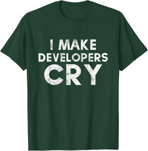 QA Engineer I Make Developers Cry Distressed QA Tester Gift T-Shirt - T-Shirt | Forest