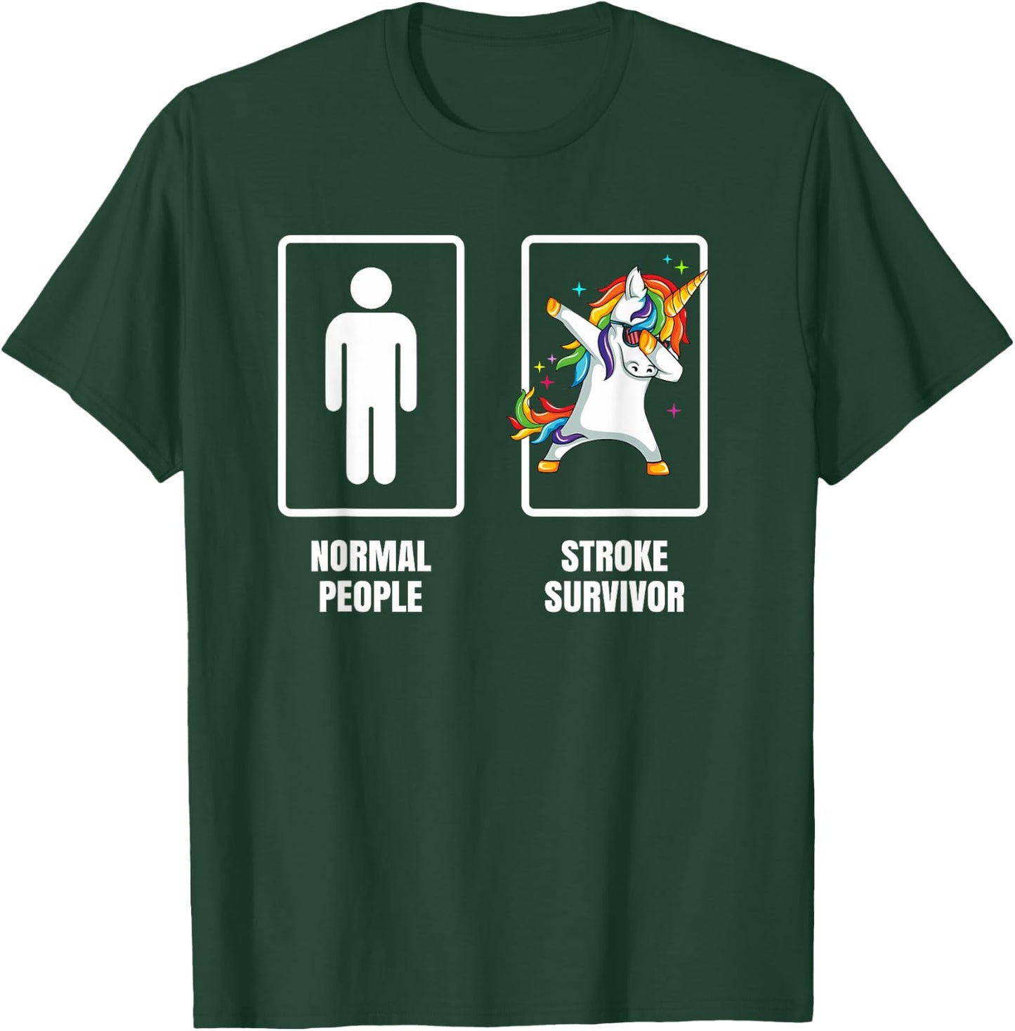 Dabbing Unicorn Heart Stroke Survivor Recovery Get Well T-Shirt - T-Shirt | Forest