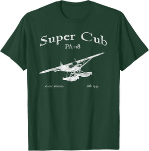 PA-18 Super Cub Airplane Classic Vintage Airplane Pilot T-Shirt - T-Shirt | Forest