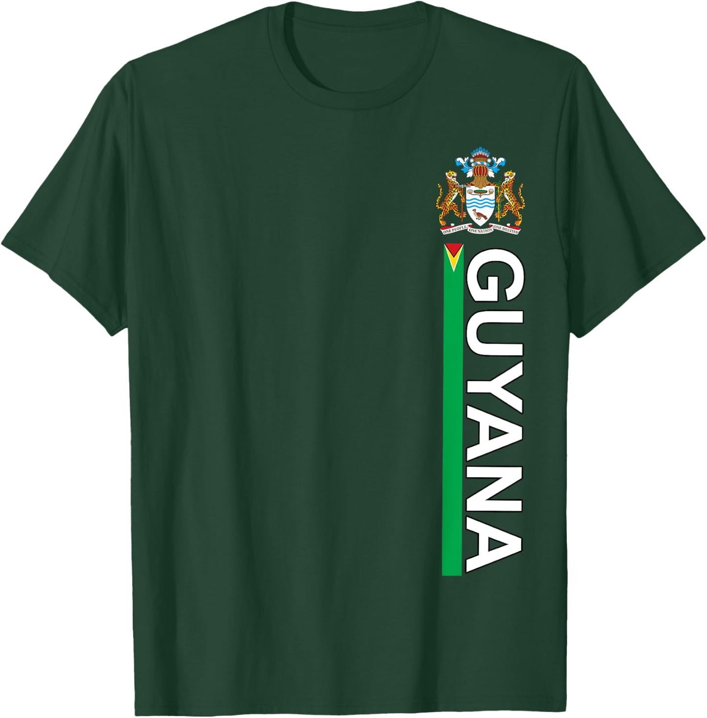 Guyana National Pride Left Side Image Sporty T-Shirt - T-Shirt | Forest