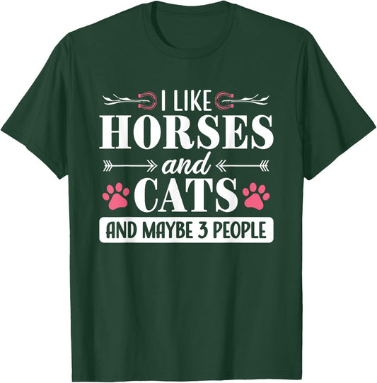 Horse and Cat Lover Rider Equestrian Introvert Cat Mom Women T-Shirt - T-Shirt | Forest