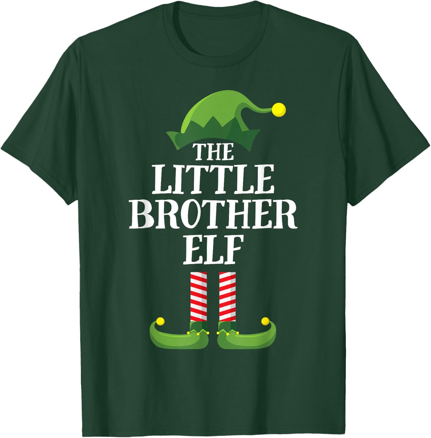Little Brother Elf Matching Family Group Christmas Boys T-Shirt - T-Shirt | Forest