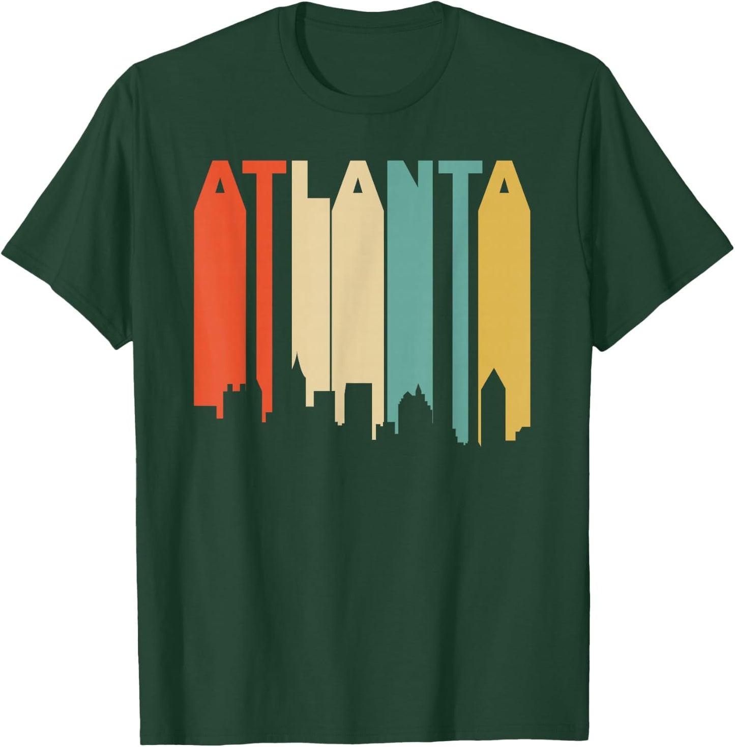Retro 1970's Style Atlanta Georgia Skyline T-Shirt - T-Shirt | Forest