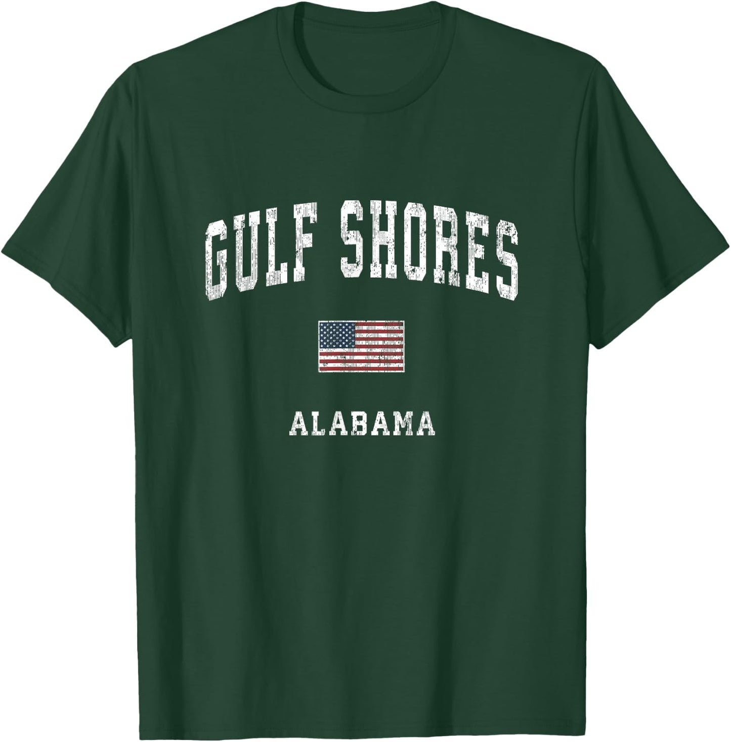 Gulf Shores Alabama AL Vintage American Flag Sports Design T-Shirt - T-Shirt | Forest