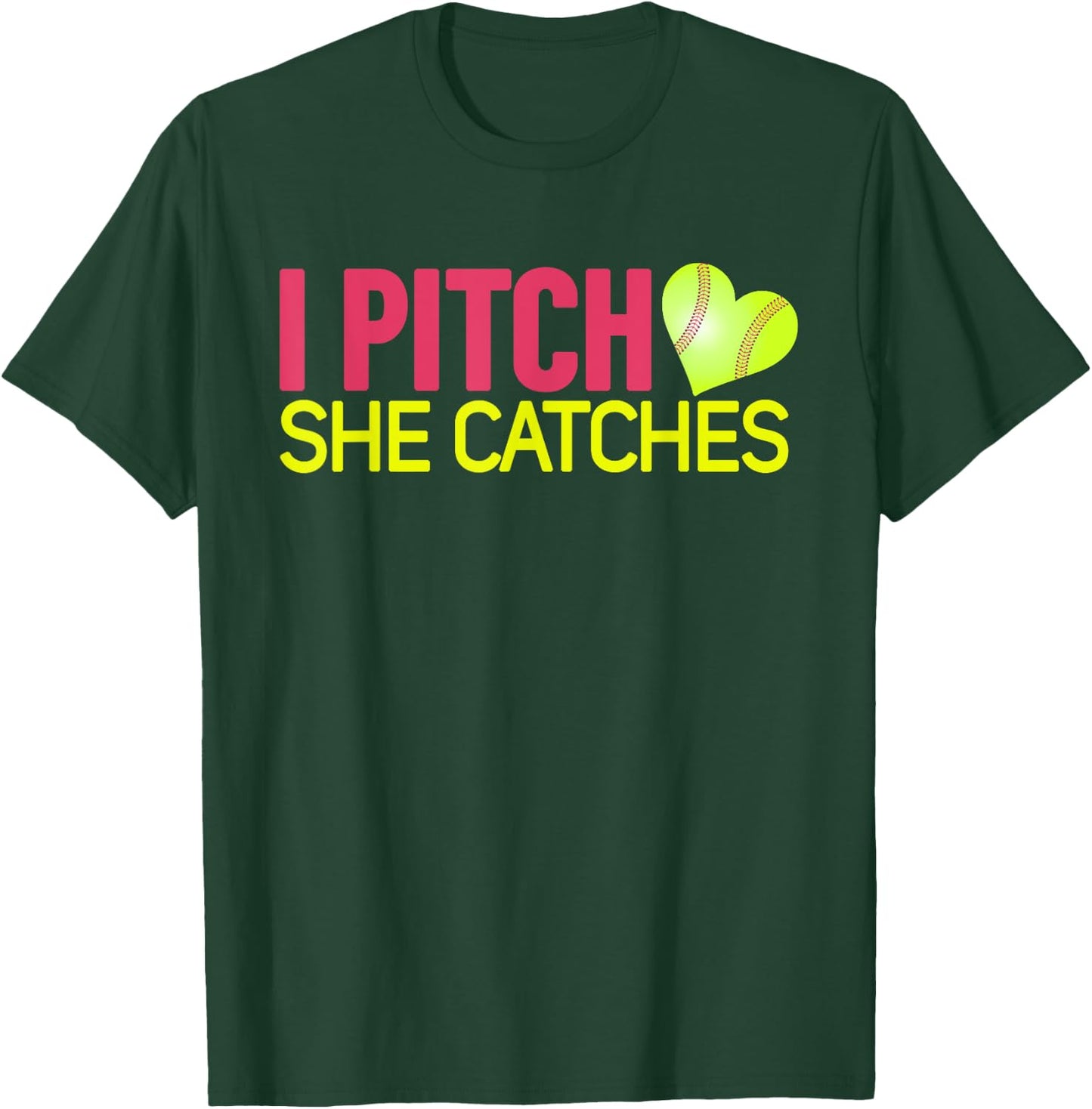 I Pitch She Catches Baseball T Shirt Gift Couples T-Shirt - T-Shirt | Forest