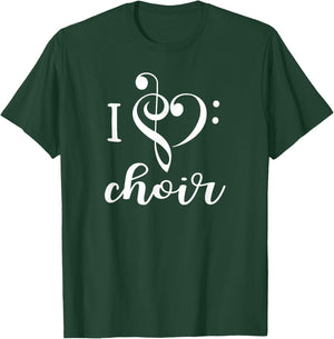 I Heart Choir T Shirt Love Music Chorus Treble Bass Clef T-Shirt - T-Shirt | Forest