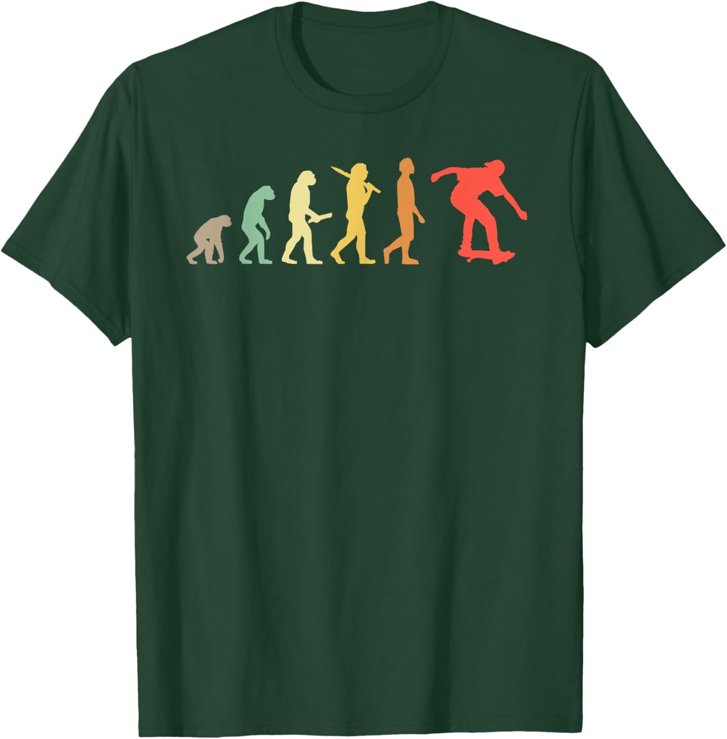 Retro Skating Evolution Gift Skaters & Skateboarders T-Shirt - T-Shirt | Forest