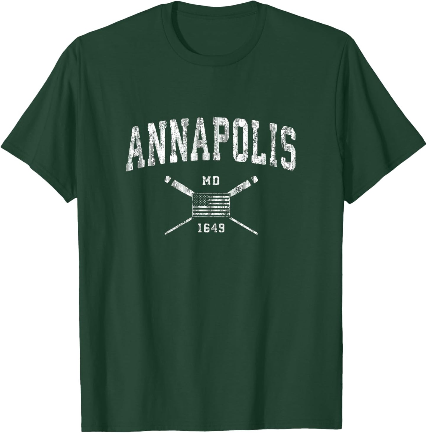 Annapolis MD Nautical Vintage US Flag T-Shirt - T-Shirt | Forest
