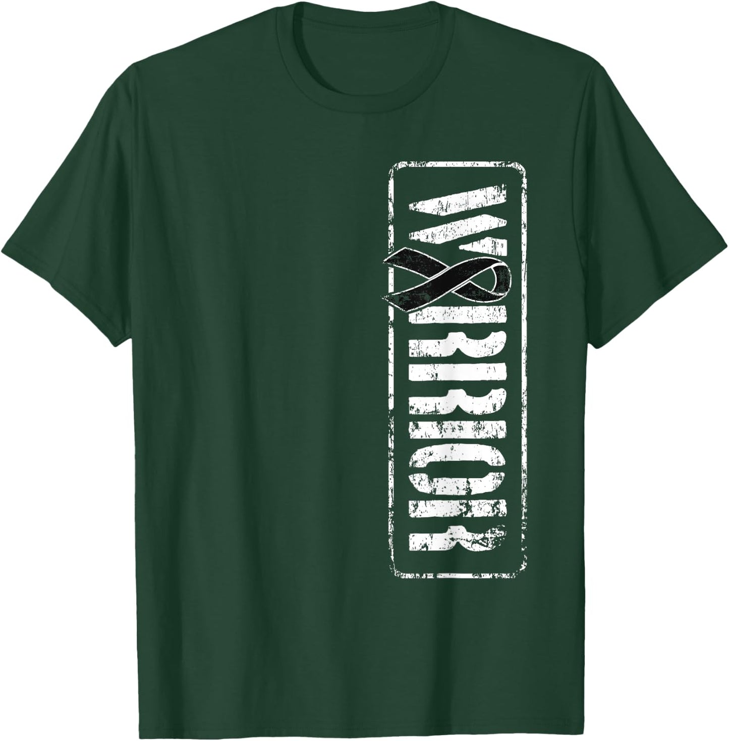 Melanoma Skin Cancer Awareness - Military Warrior Ribbon T-Shirt - T-Shirt | Forest