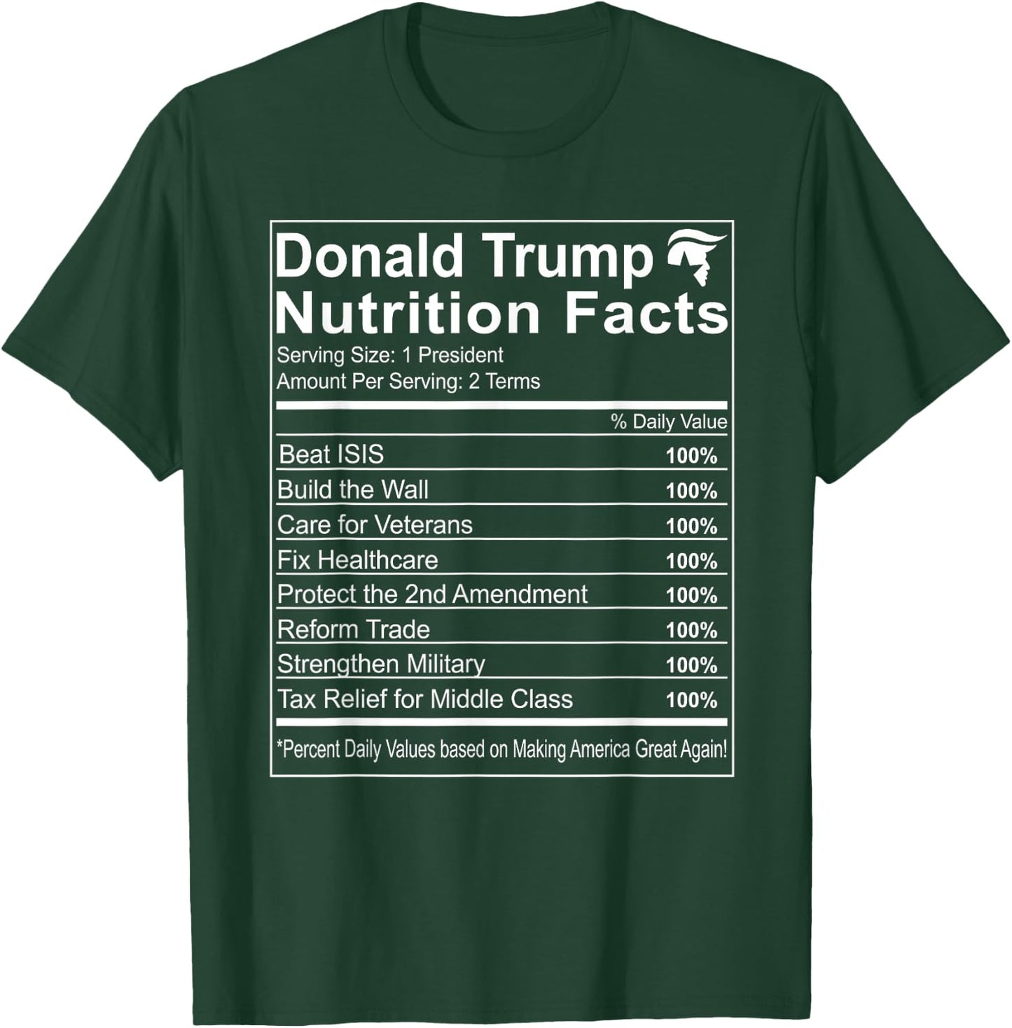 Donald Trump Nutrition Facts Make America Great Small T-Shirt - T-Shirt | Forest