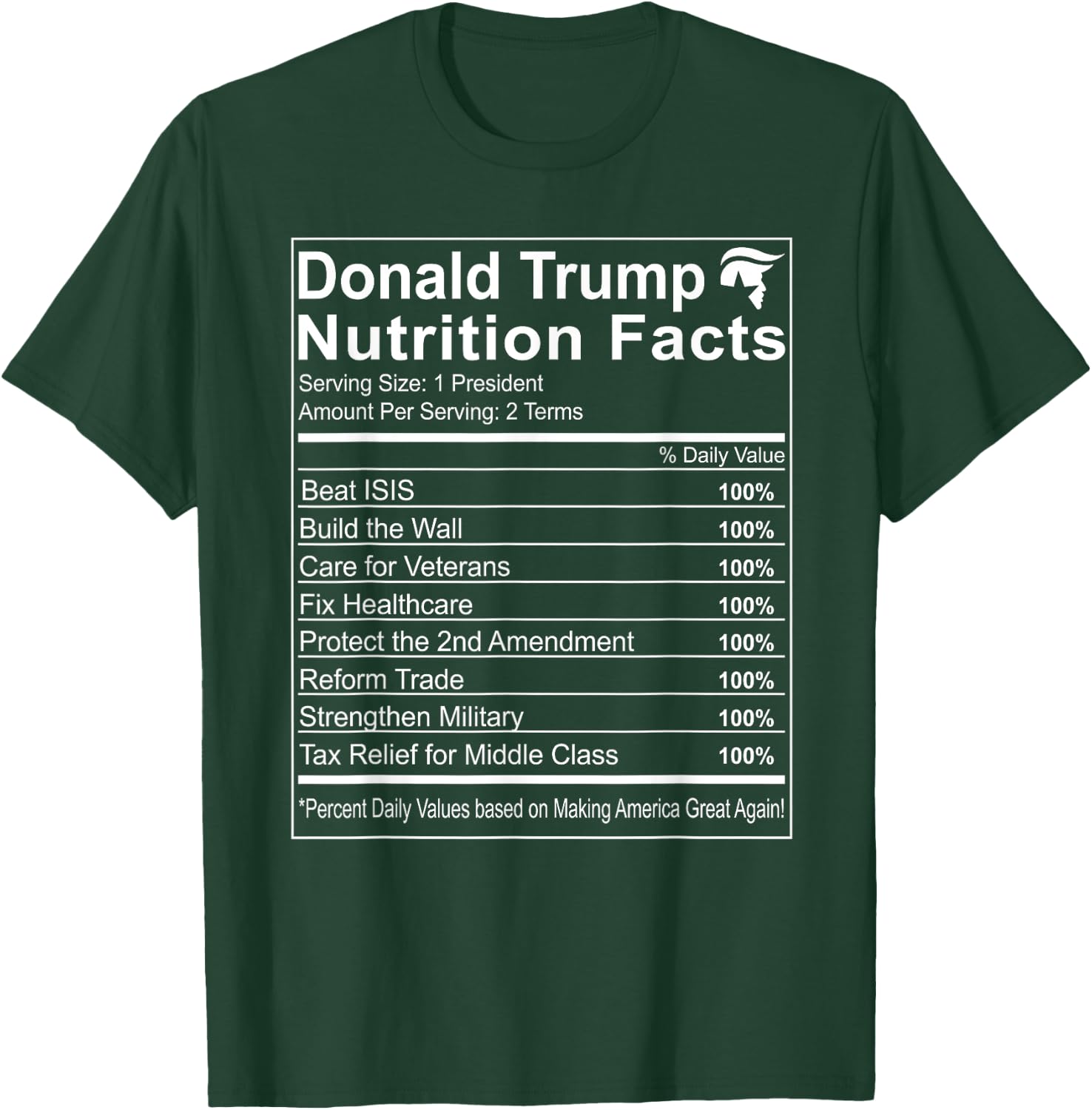 Donald Trump Nutrition Facts Make America Great Small T-Shirt - T-Shirt | Forest