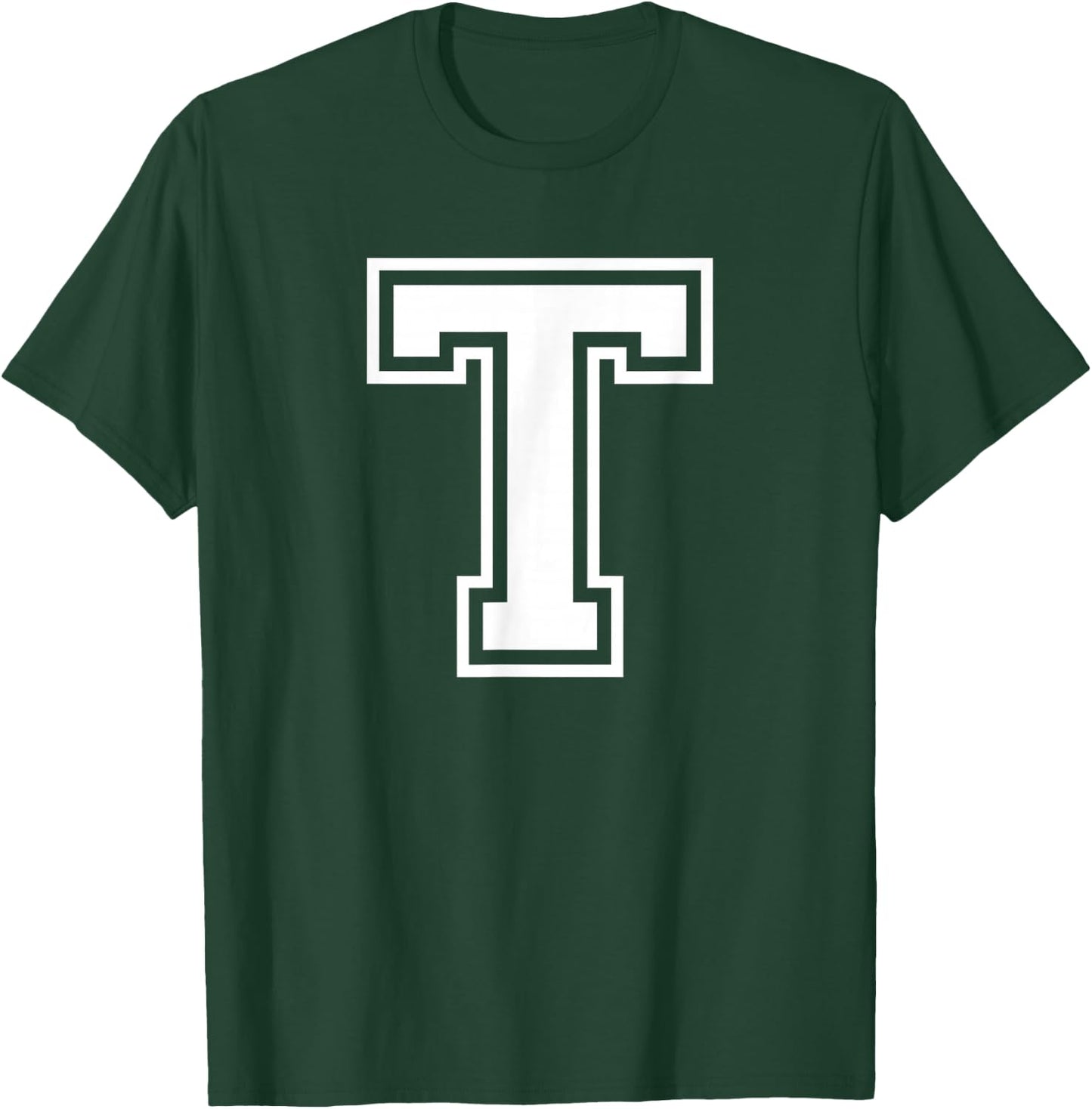 Letter T Name Initial Varsity Alphabet Monogram T-Shirt - T-Shirt | Forest