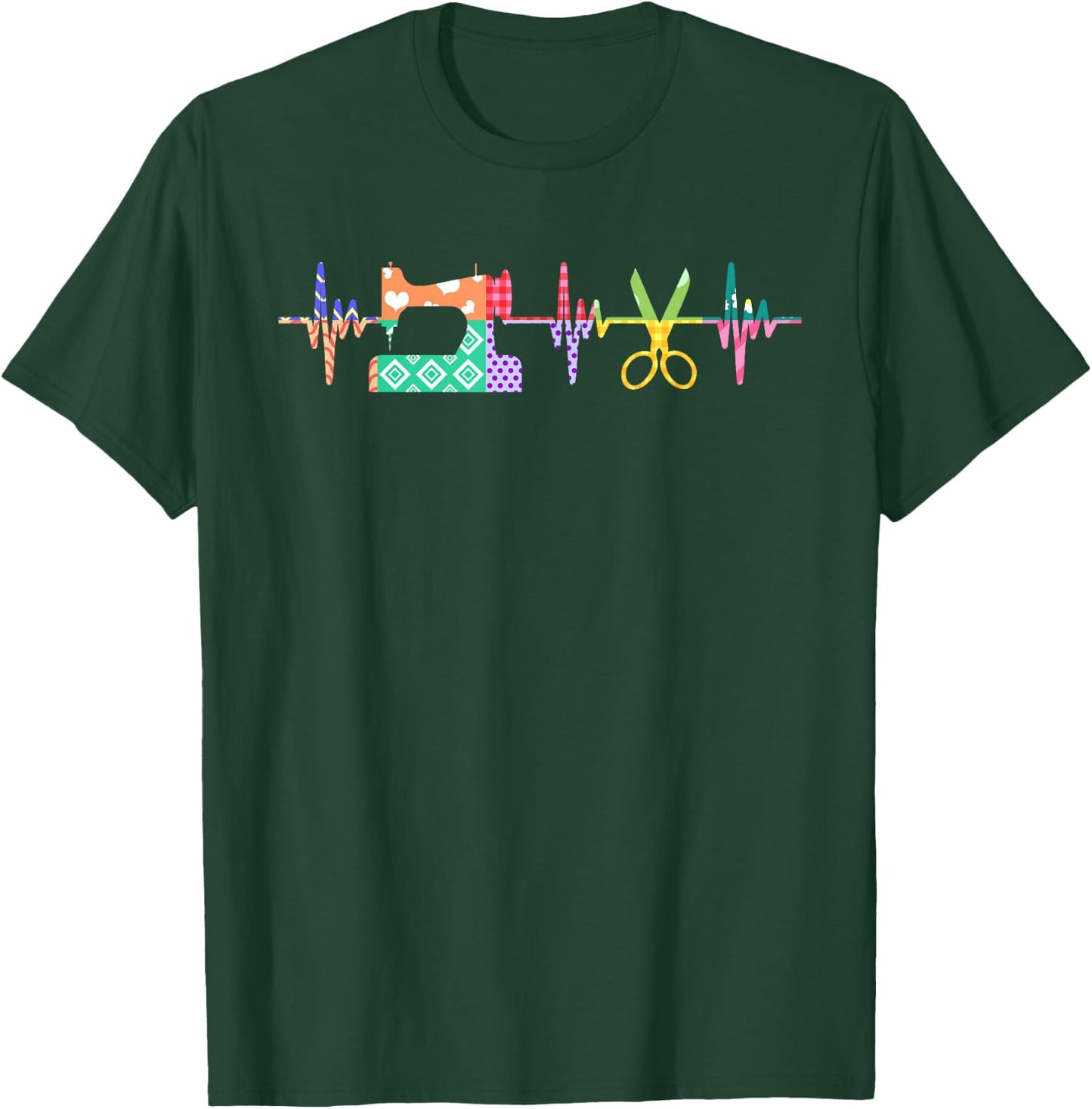 Quilter Sewing Heartbeat for Quilting Lover MM T-Shirt - T-Shirt | Forest
