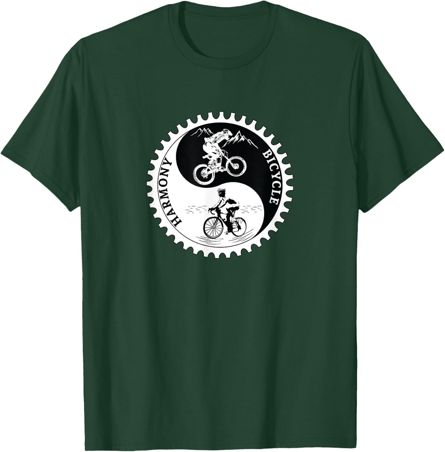 Bicycle Shirt Gift Yin Yang Road And Mountain Bike Month T-Shirt - T-Shirt | Forest