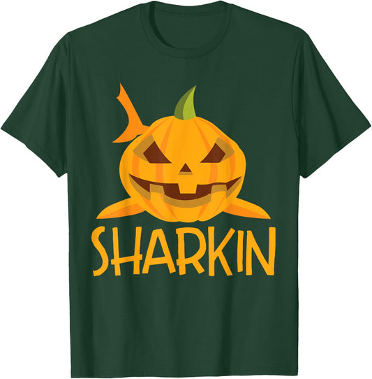 Halloween Shark Sharkin Pumpkin Costume Funny T-Shirt - T-Shirt | Forest