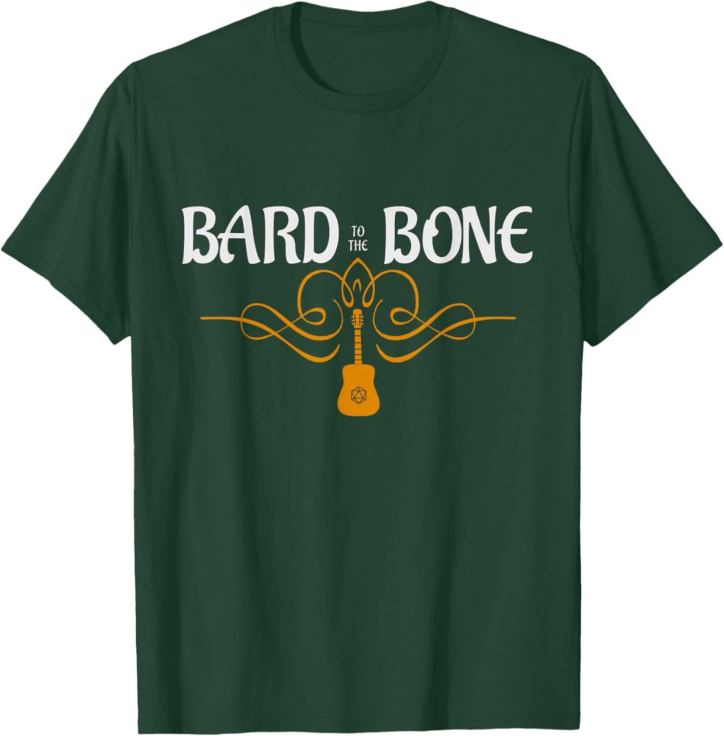 Bard To The Bone D20 funny RPG Larp Gamer Dice Guitar T-Shirt - T-Shirt | Forest