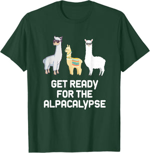 Funny Alpaca Get Ready For Alpacalypse Pun Punny T-Shirt - T-Shirt | Forest
